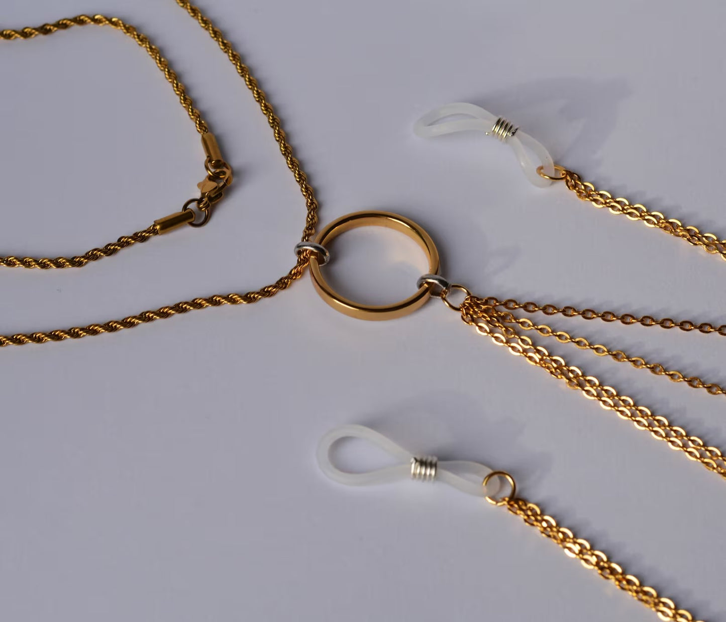 Gold O-ring Necklace to Nipple, Non-piercing nipples jewelry, Stainless steel clamp nipple chain