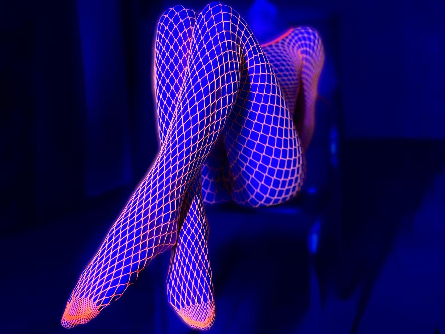 Neon acid fishnet top and tights Orange UV reactive disco party Fishnet stockings fishnet panty rave bodysuitoutfits